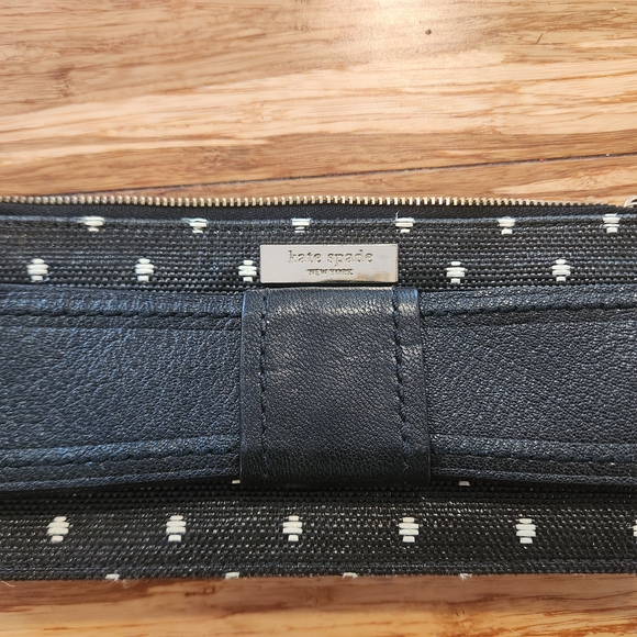 kate spade Handbags - Kate Spade Black and White Polka Dot Clutch